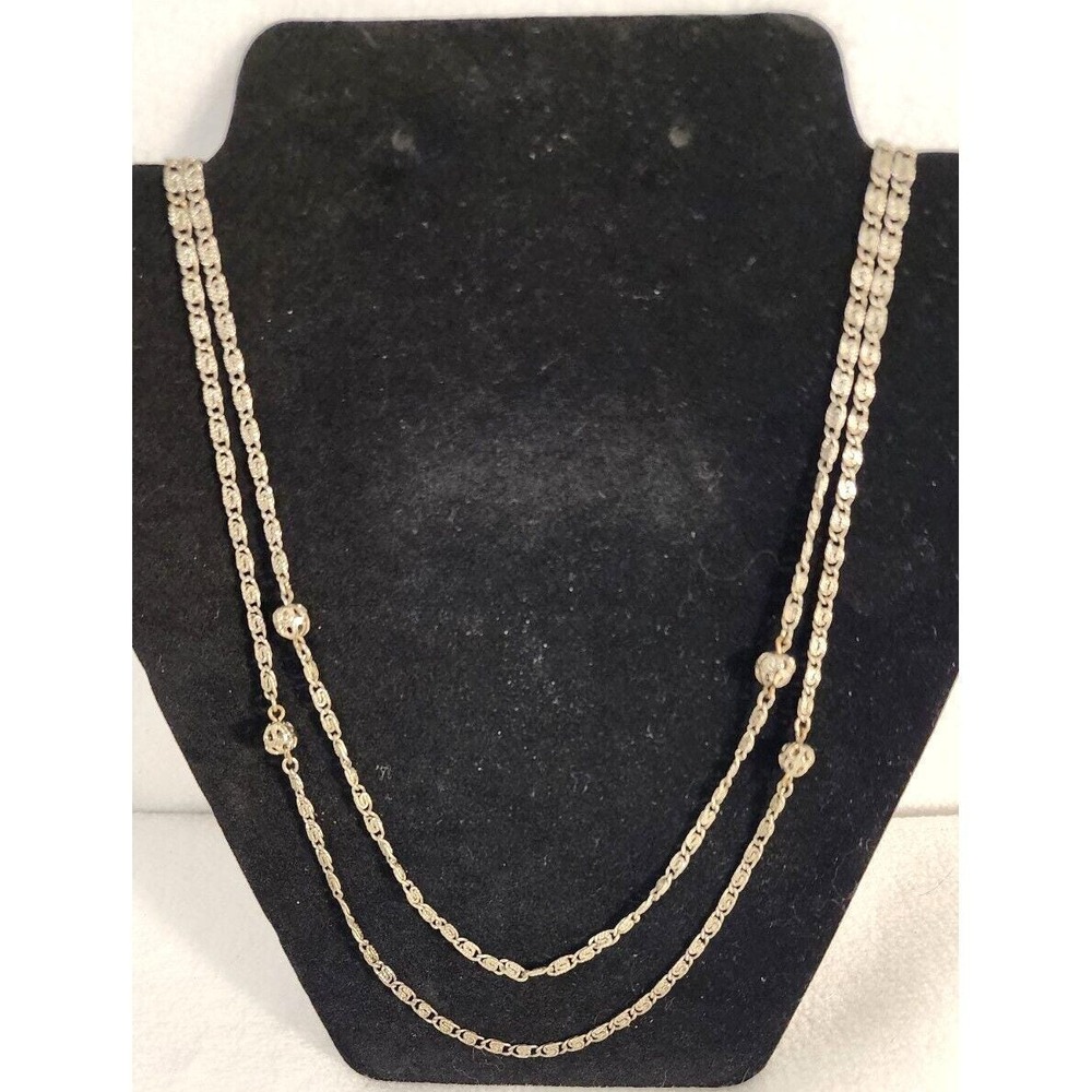 Vintage Signed Freirich Flapper Style Silver Tone Necklace 60 Inch‎ Long